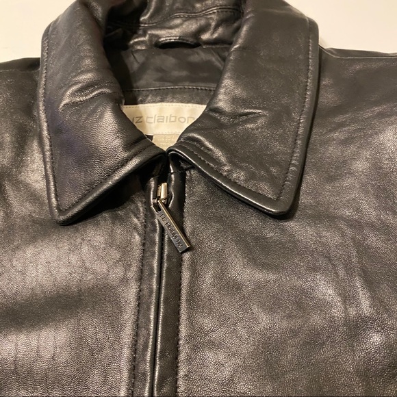 Liz Claiborne 100% Black Genuine Leather Jacket Lg - Picture 2 of 4